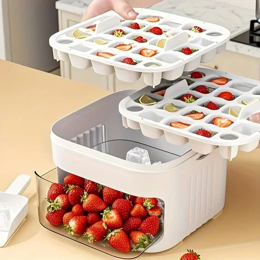 Kutija za ledene kocke velikog kapaciteta s dva sloja